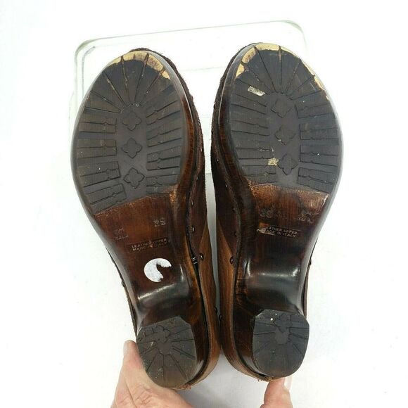 Anna Capri Italy Brown Suede Studs Mule Clog Shoes - Picture 7 of 12